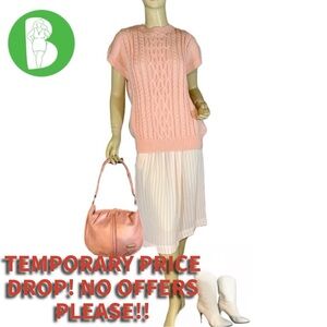 VINTAGE 1980'S ALFRED DUNNER PEACH CABLE KNIT SWEATER VEST (L)